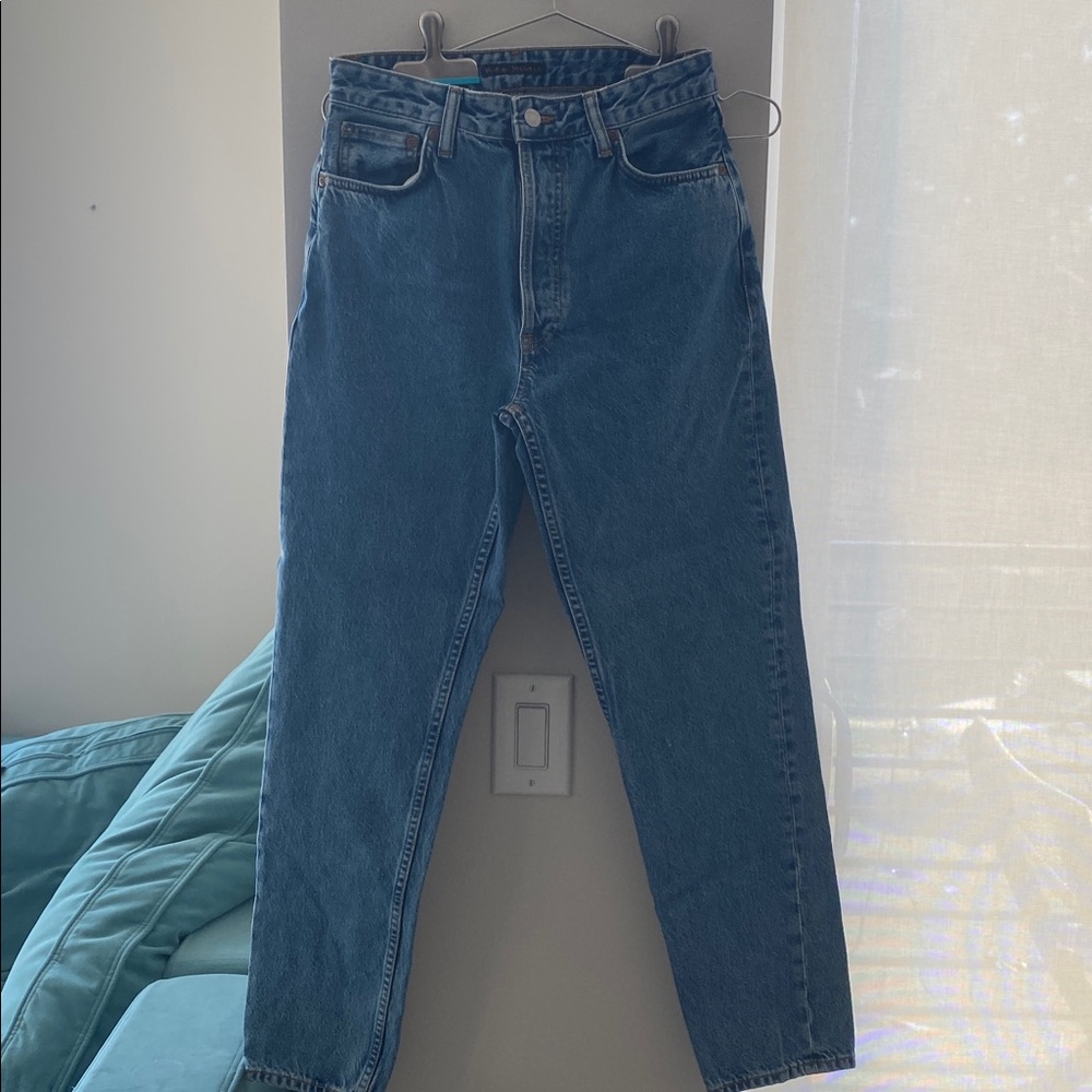 Nudie Jeans breezy Britt regular tapered high waist Blue Denim button fly